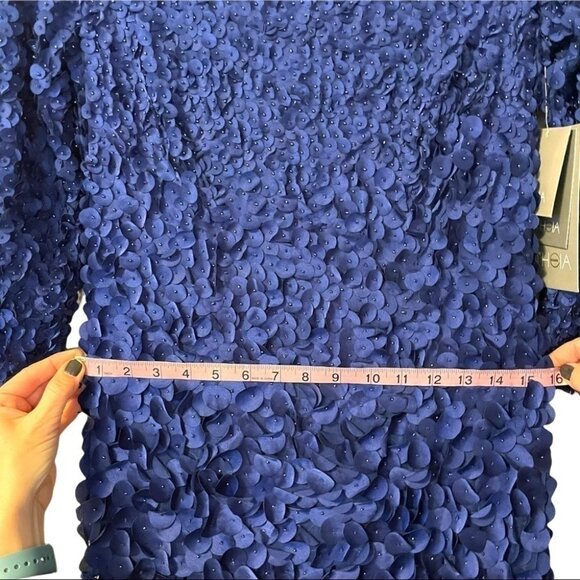 NWT Theia Couture Petal Embellished Designer Boatneck Floor Length Gown Size 8 - Picture 13 of 15